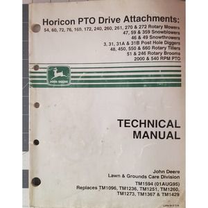 John Deere Horicon PTO Drive Attachments Technical Manual